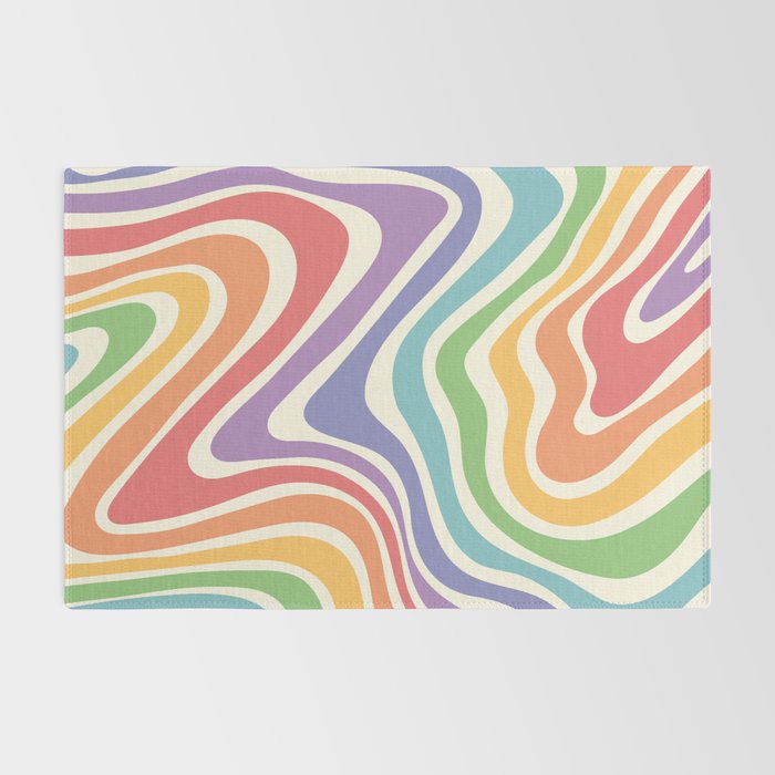 Colorful Rainbow Warp Swirl Lines I Rug Gallery Image 2