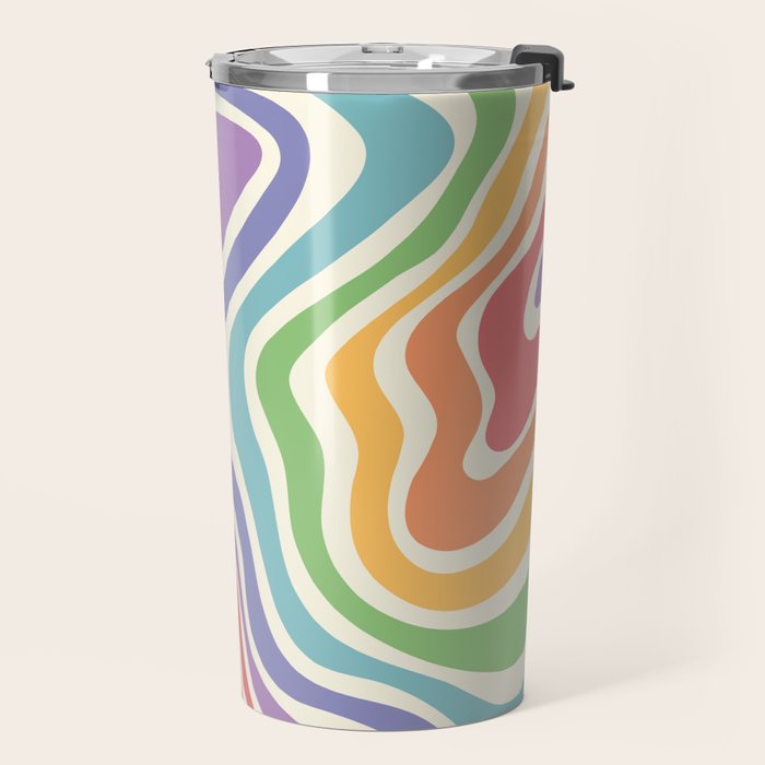 Colorful Rainbow Warp Swirl Lines I Travel Mug Gallery Image 2
