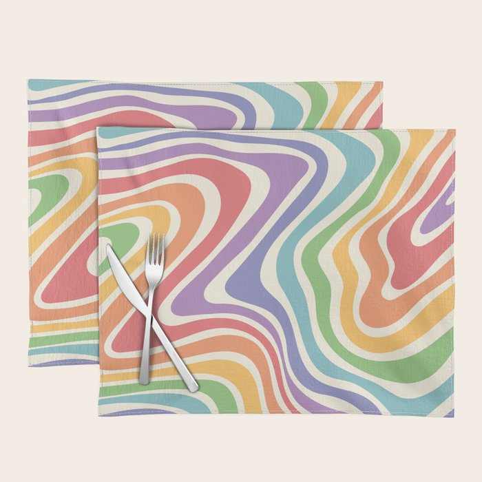Colorful Rainbow Warp Swirl Lines I Placemat Gallery Image 1