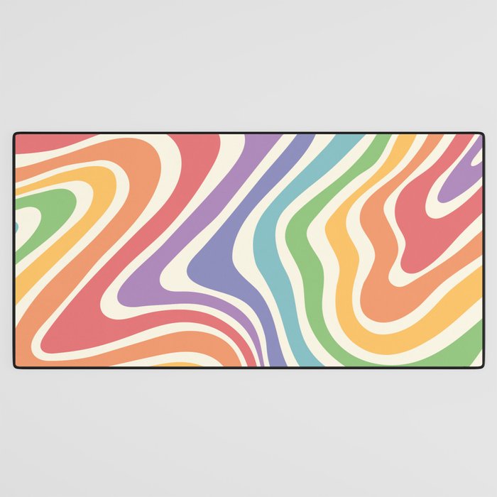Colorful Rainbow Warp Swirl Lines I Desk Mat Gallery Image 3