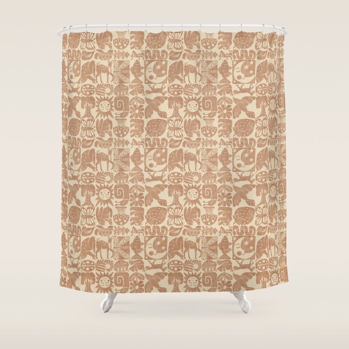 Nature Blocks - terracotta Shower Curtain Gallery Image 1