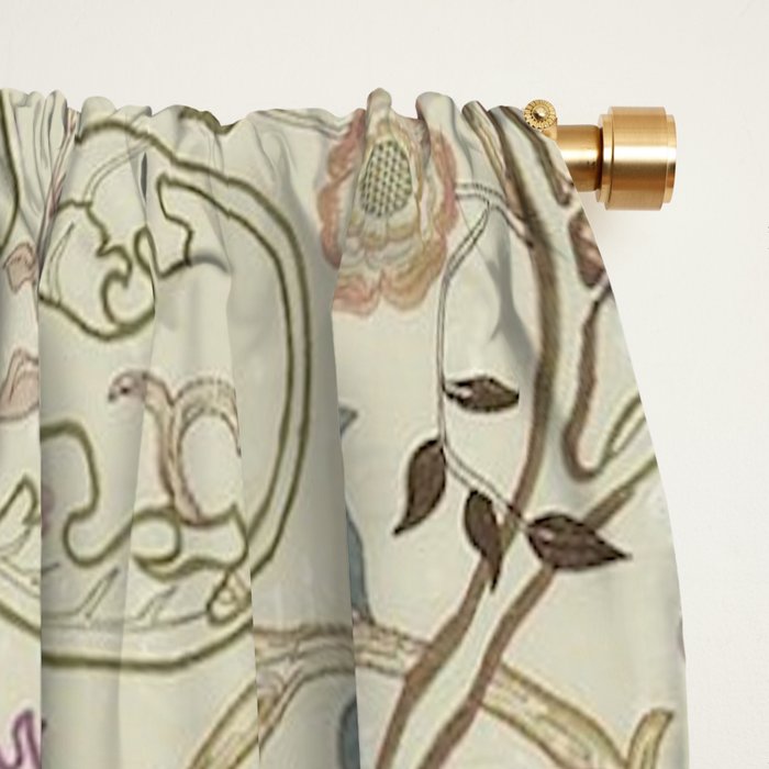 William Morris Mary Isobel Pink Rose Artichoke Vintage Floral Pattern Window Curtain Gallery Image 2