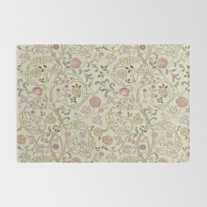 William Morris Mary Isobel Pink Rose Artichoke Vintage Floral Pattern Rug Gallery Image 2
