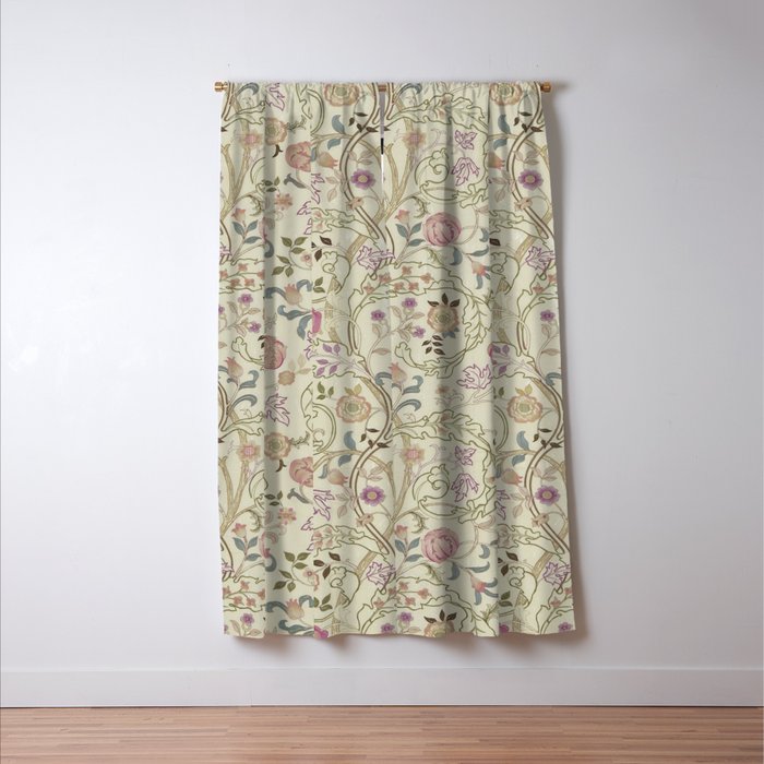 William Morris Mary Isobel Pink Rose Artichoke Vintage Floral Pattern Window Curtain Gallery Image 3