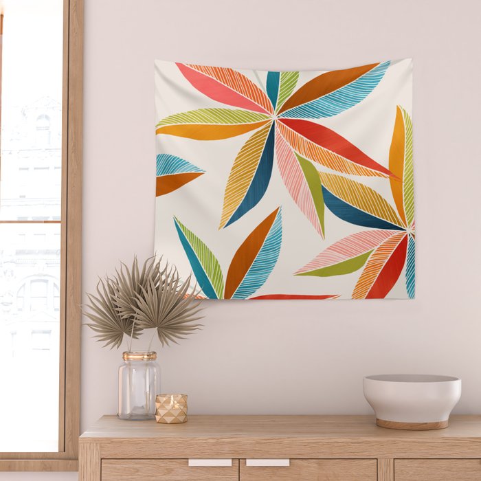 Multicolorful Leaf Design Wall Tapestry Gallery Image 2