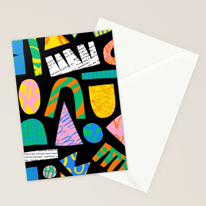 Modern abstract collage art shapes pattern  Stationery Card Gallery Image 2