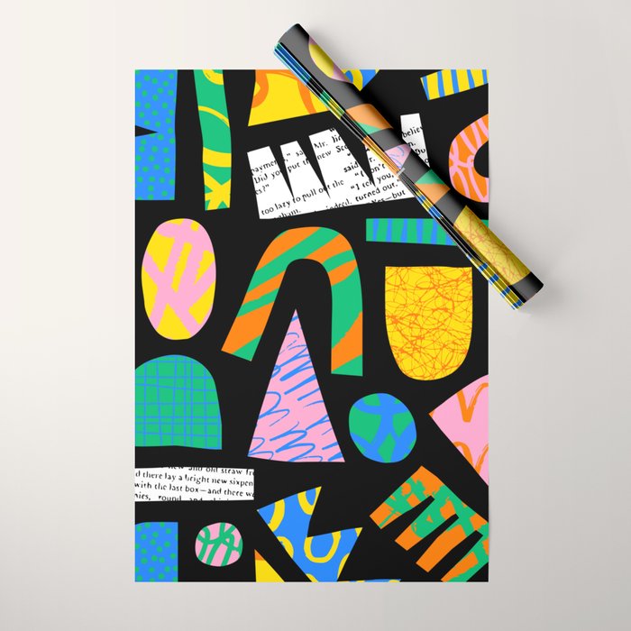 Modern abstract collage art shapes pattern  Wrapping Paper Gallery Image 1