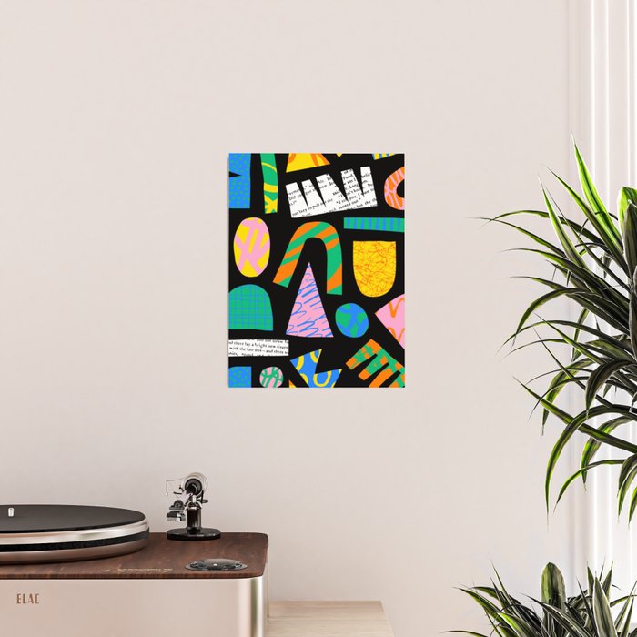 Modern abstract collage art shapes pattern  Poster Gallery Image 2