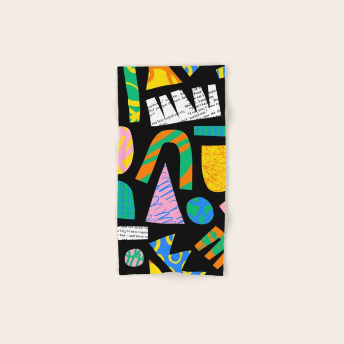 Modern abstract collage art shapes pattern  Bath Towel Gallery Image 1