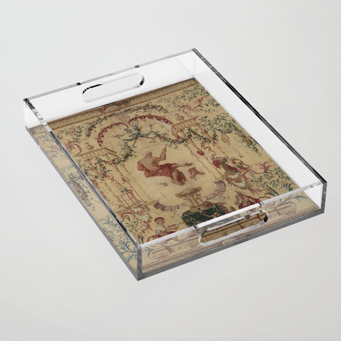 Antique 18th Century 'Saturn' French Tapestry Acrylic Tray Gallery Image 1