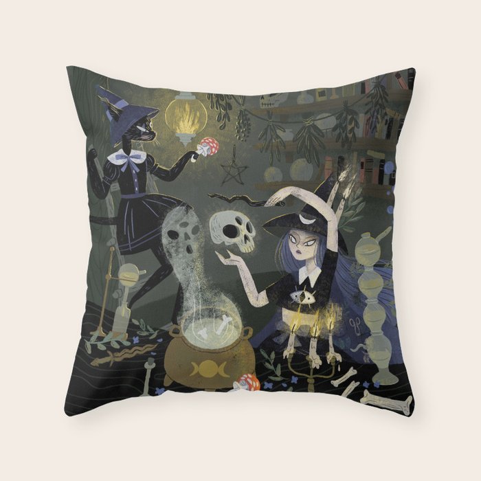 Witches and Potions Throw Pillow Gallery Image 1