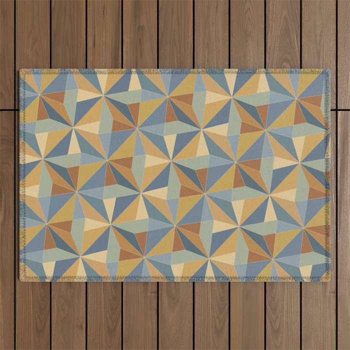 Kaleidoscope Tile Pattern III Warm Earthy Summer Outdoor Rug Gallery Image 1