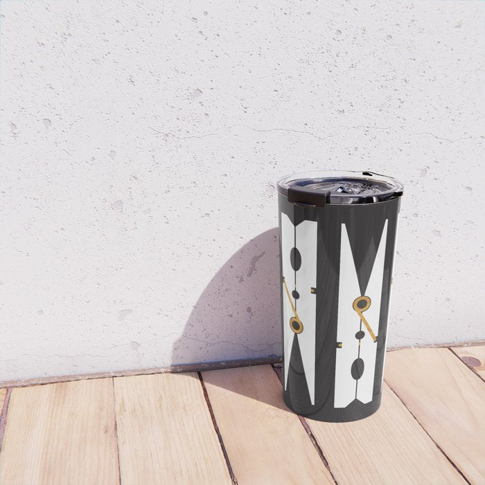 Laundry Clothespins - Gold, Black and White Travel Mug Gallery Image 4