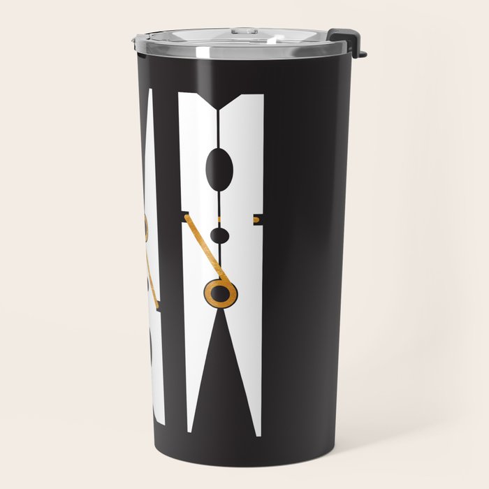 Laundry Clothespins - Gold, Black and White Travel Mug Gallery Image 2