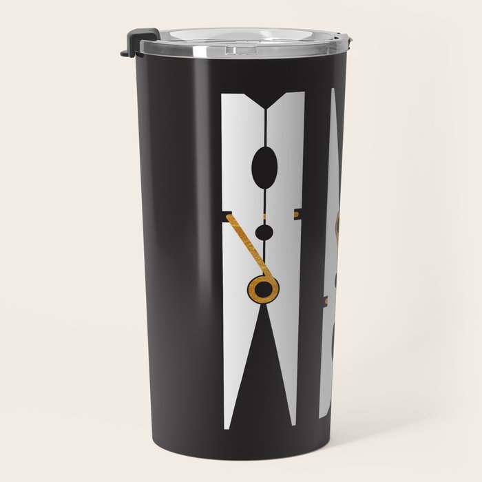 Laundry Clothespins - Gold, Black and White Travel Mug Gallery Image 3