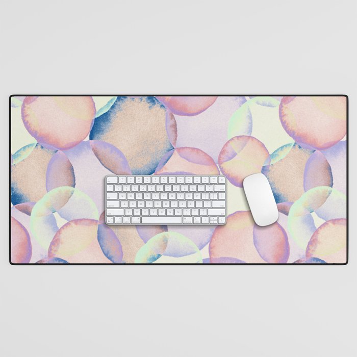 Watercolor circles overlay Desk Mat Gallery Image 1