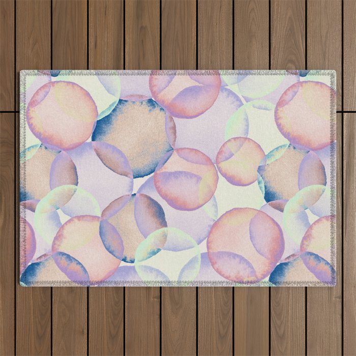 Watercolor circles overlay Outdoor Rug Gallery Image 1
