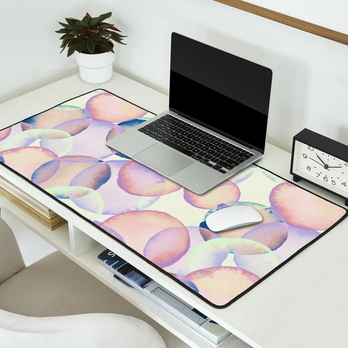 Watercolor circles overlay Desk Mat Gallery Image 2