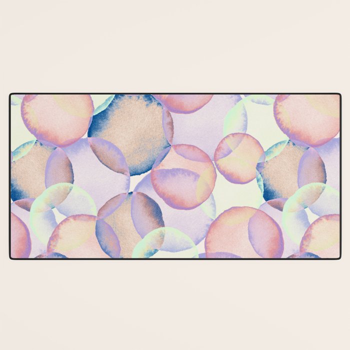 Watercolor circles overlay Desk Mat Gallery Image 3