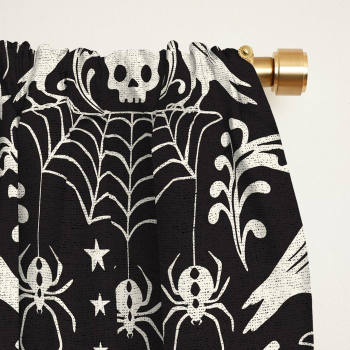 All Hallows' Eve - Black Ivory Halloween Window Curtain Gallery Image 2