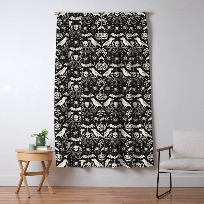 All Hallows' Eve - Black Ivory Halloween Window Curtain Gallery Image 5