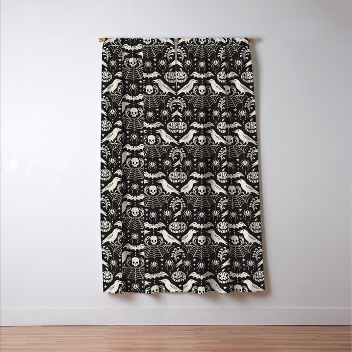 All Hallows' Eve - Black Ivory Halloween Window Curtain Gallery Image 3
