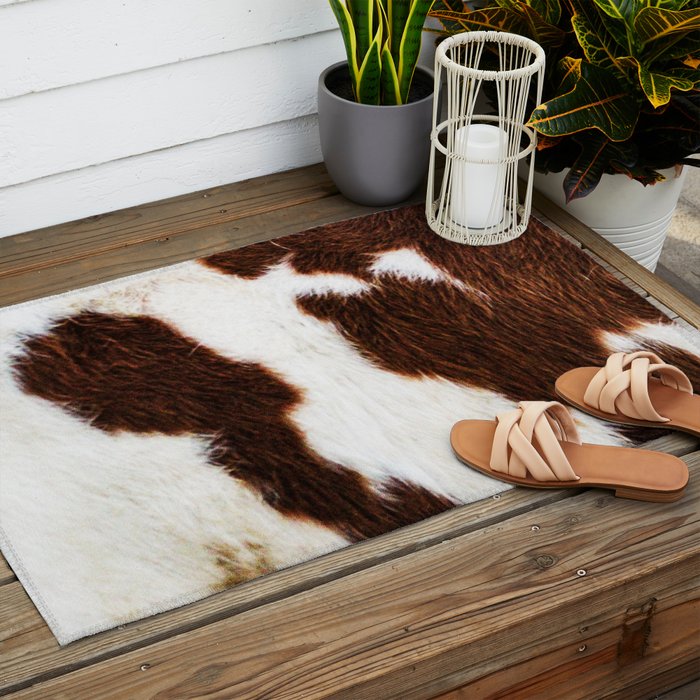 Cowhide Brown Spots Outdoor Rug Gallery Image 2