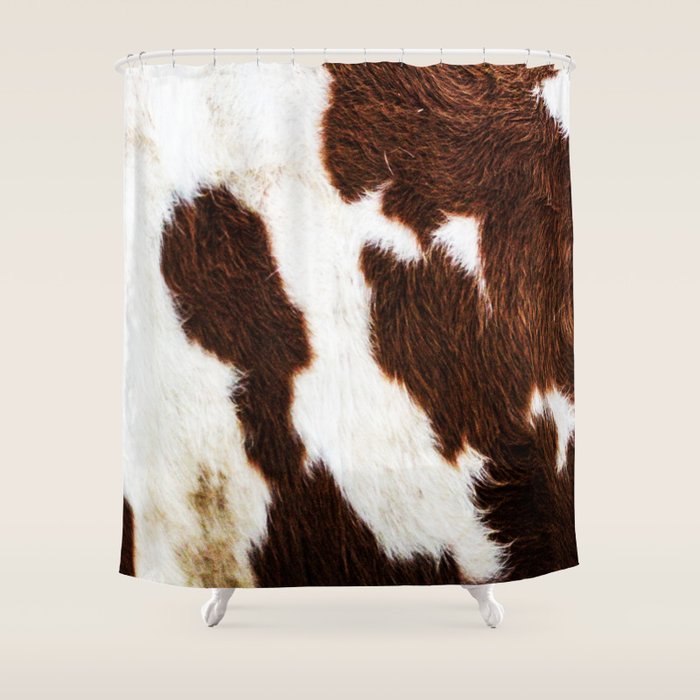 Cowhide Brown Spots Shower Curtain Gallery Image 1
