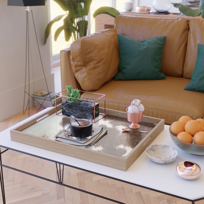 Cowhide Brown Spots Serving Tray Gallery Image 2