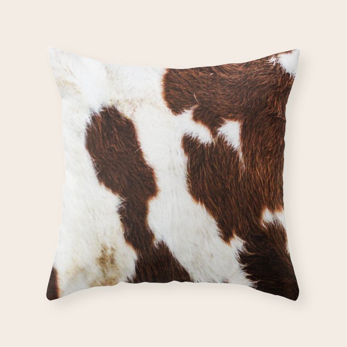 Cowhide Brown Spots Throw Pillow Gallery Image 6