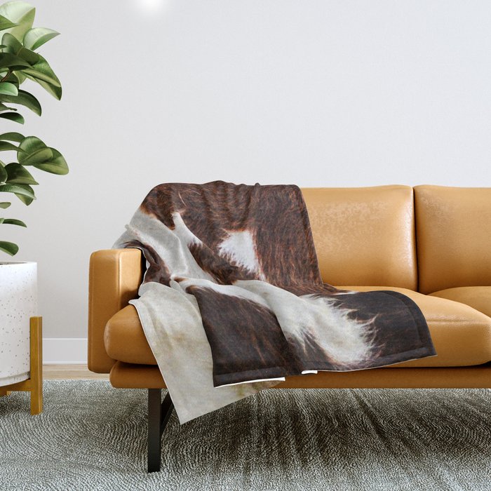 Cowhide Brown Spots Throw Blanket Gallery Image 1