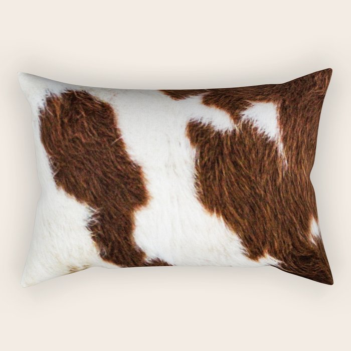 Cowhide Brown Spots Rectangular Pillow Gallery Image 2