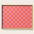 Textured Plaid pattern red and pink Serving Tray Gallery Image 1