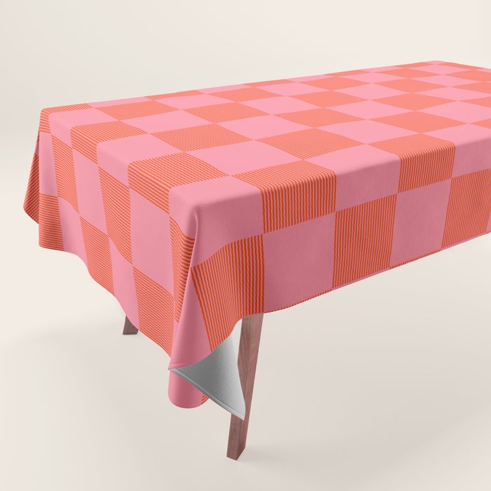 Textured Plaid pattern red and pink Tablecloth Gallery Image 1