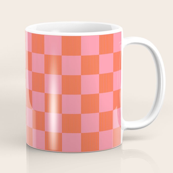 Textured Plaid pattern red and pink Coffee Mug Gallery Image 1