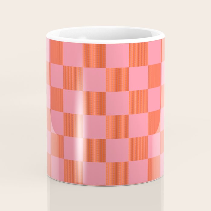 Textured Plaid pattern red and pink Coffee Mug Gallery Image 4