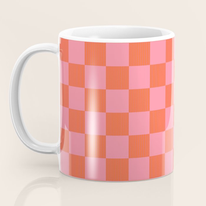 Textured Plaid pattern red and pink Coffee Mug Gallery Image 3
