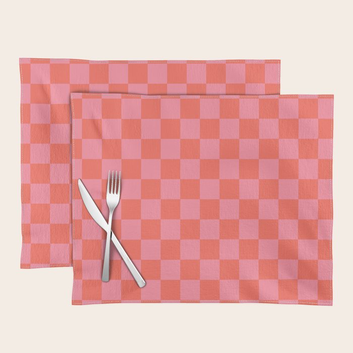 Textured Plaid pattern red and pink Placemat Gallery Image 1