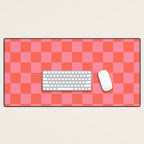 Textured Plaid pattern red and pink Desk Mat Gallery Image 1
