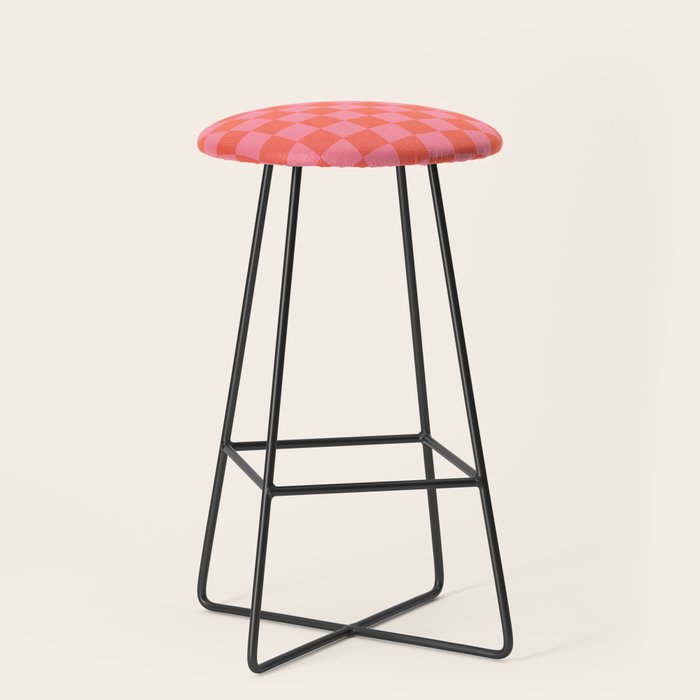Textured Plaid pattern red and pink Stool Gallery Image 1