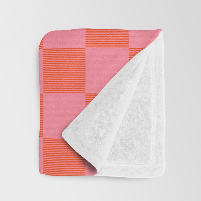 Textured Plaid pattern red and pink Throw Blanket Gallery Image 3