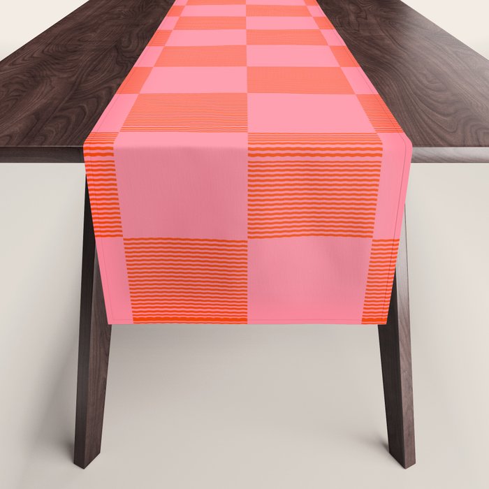 Textured Plaid pattern red and pink Table Runner Gallery Image 1
