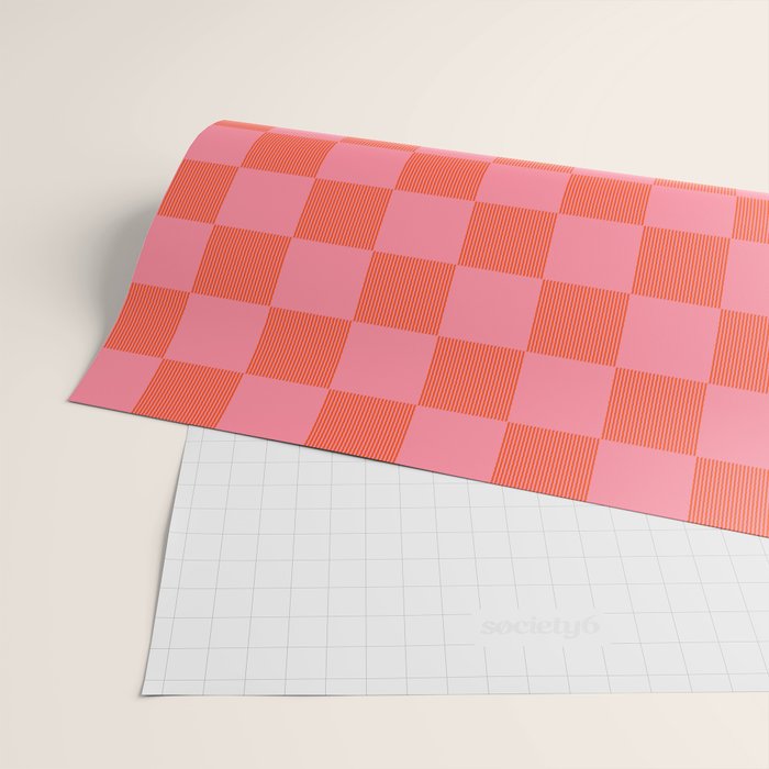 Textured Plaid pattern red and pink Wrapping Paper Gallery Image 2