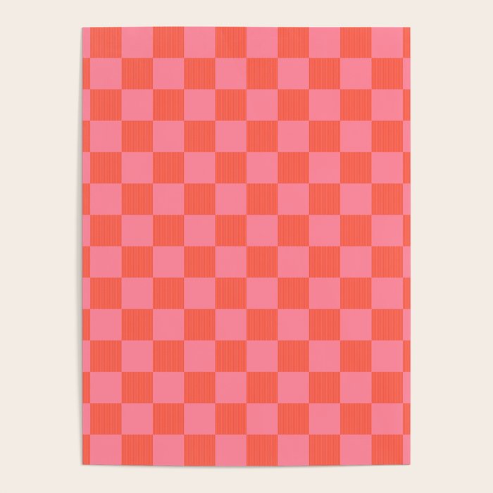 Textured Plaid pattern red and pink Poster Gallery Image 1