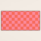 Textured Plaid pattern red and pink Desk Mat Gallery Image 3