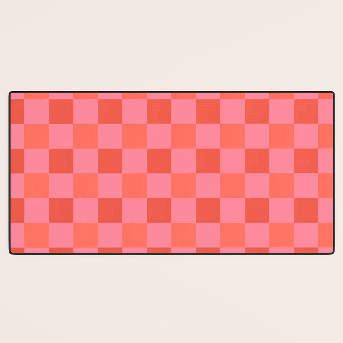 Textured Plaid pattern red and pink Desk Mat Gallery Image 3