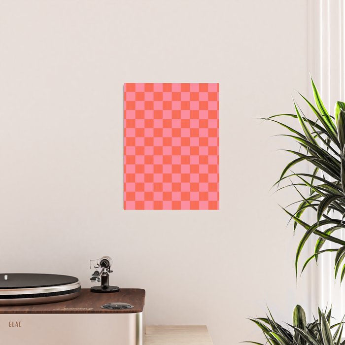 Textured Plaid pattern red and pink Poster Gallery Image 2