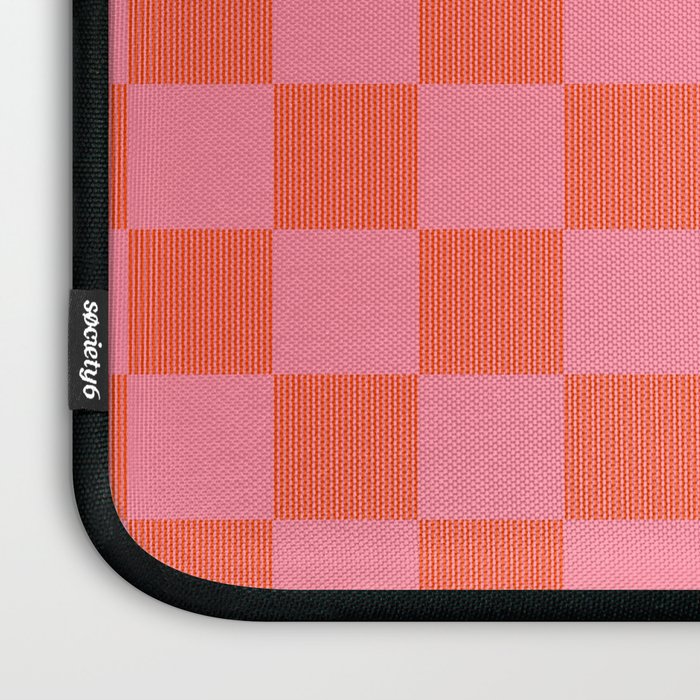 Textured Plaid pattern red and pink Laptop Sleeve Gallery Image 3