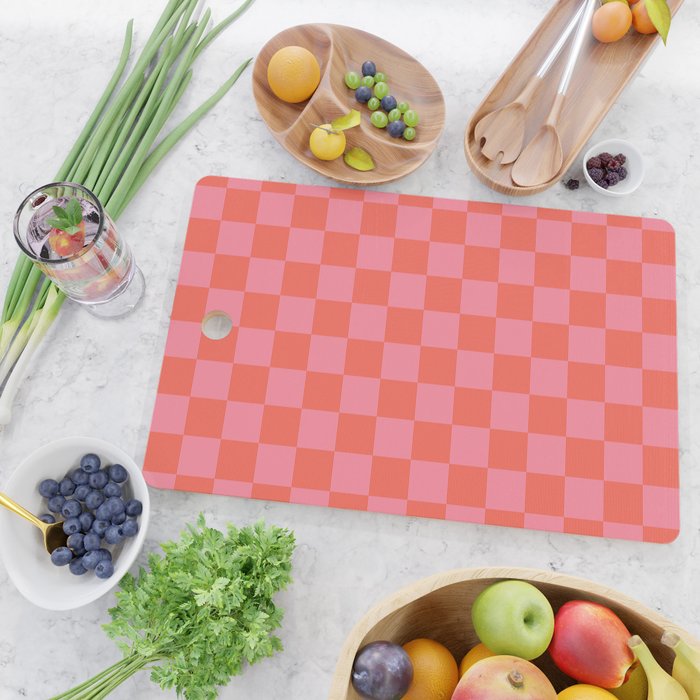 Textured Plaid pattern red and pink Cutting Board Gallery Image 2