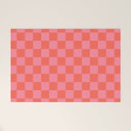 Textured Plaid pattern red and pink Welcome Mat Gallery Image 1